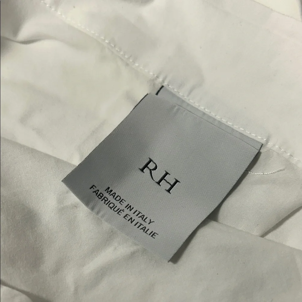 Restoration Hardware White Pillow Sham Cover with Intricate Trim 25 inch
